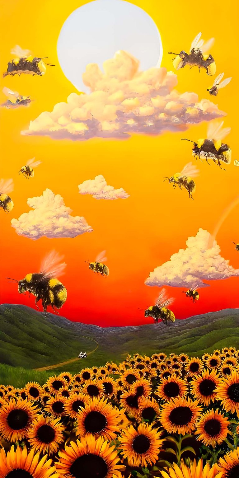 Sunflower Bees wallpaper for iPhone HD