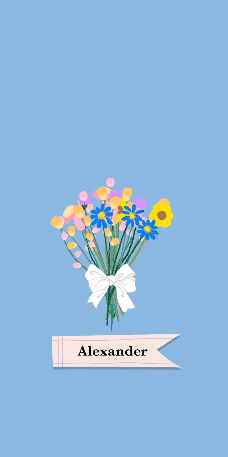 illustration flower wildflower yellow white daisy bouquet label ribbon bow alexander