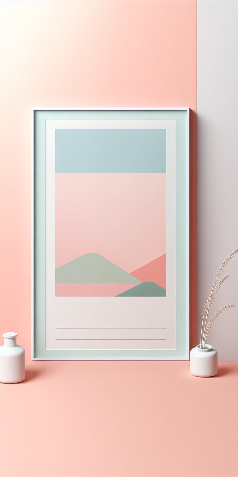 Pink mountains in a picture frame wallpaper