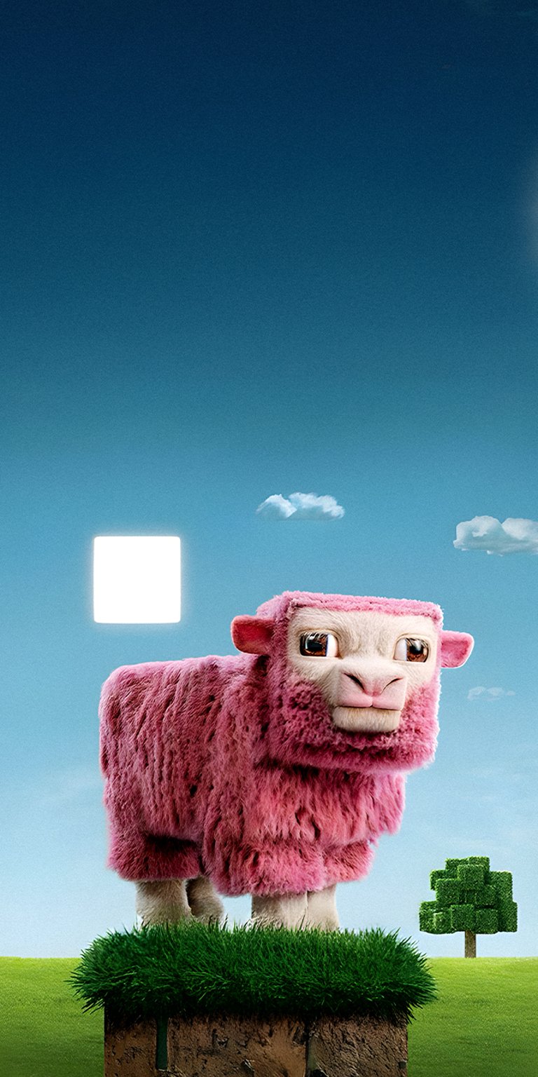Pink Sheep Minecraft Movie wallpaper for iPhone HD