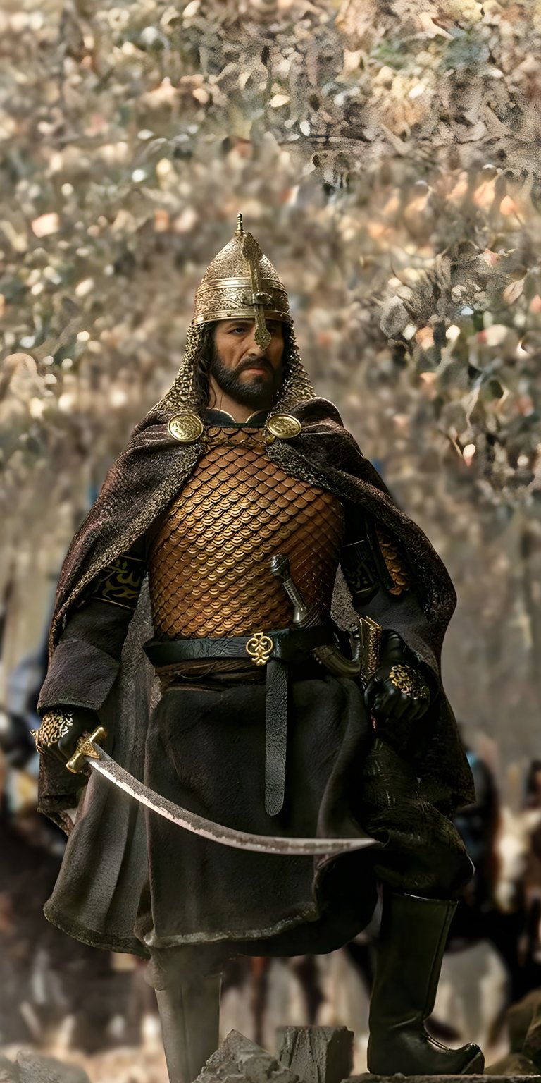 person man sword warrior wear shield robe weapon armor salahuddin sultan egypt syria saladin