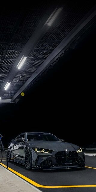 BMW M3 on fuel station wallpaper iPhone