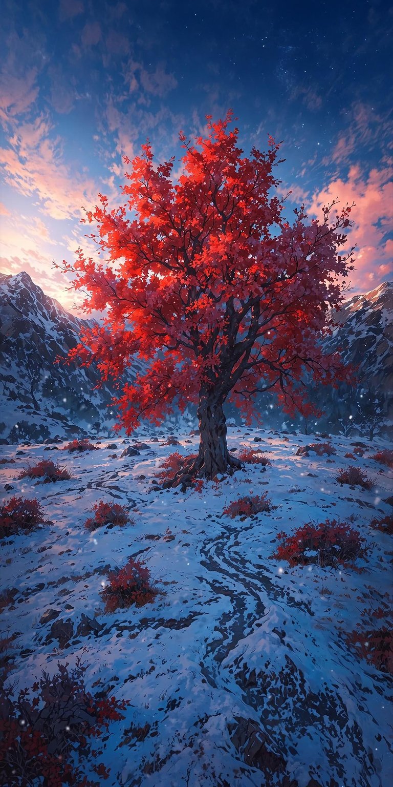 Red maple tree iPhone wallpaper 4K