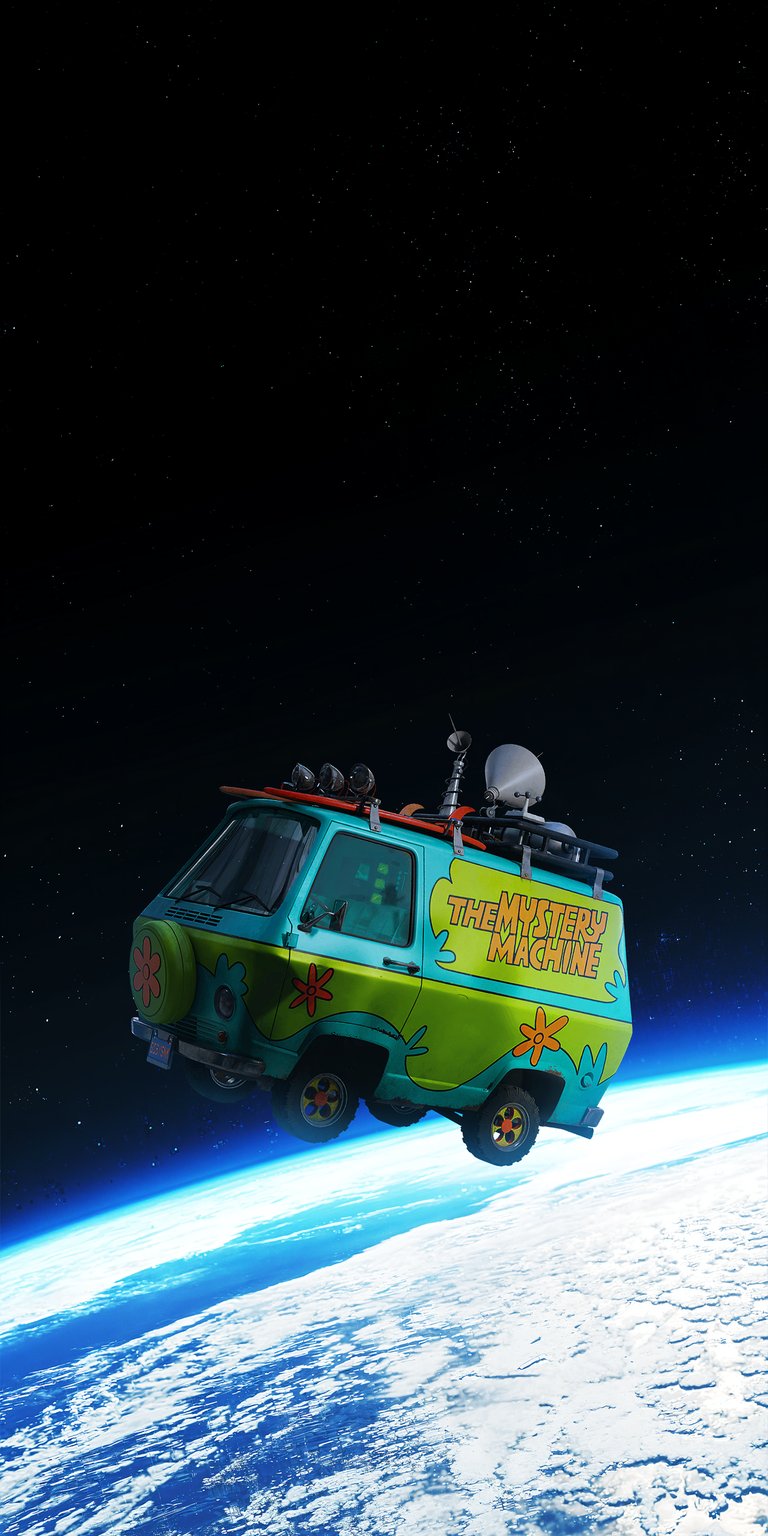 Mystery Machine in space wallpaper for iPhone HE