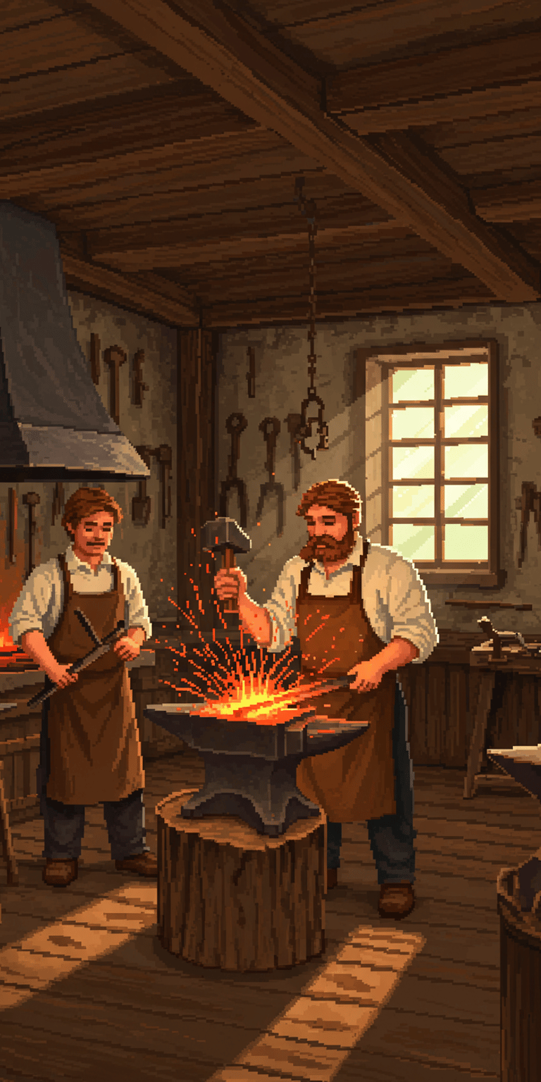 Blacksmiths pixel art wallpaper