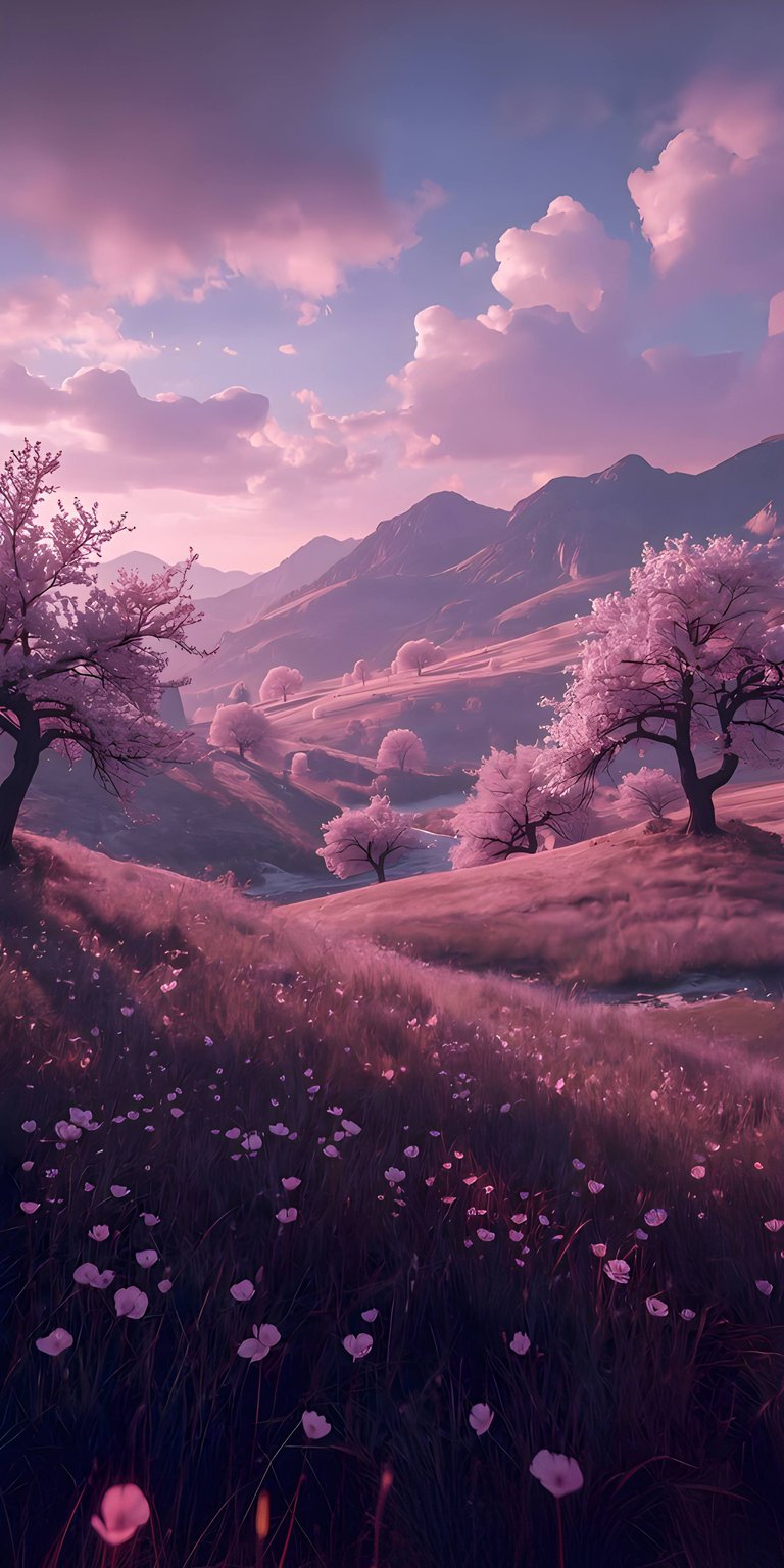Transform your iPhone into a dreamscape with this pink fantasy forest 3D wallpaper featuring glowing hills and misty trees. The depth of this 3D wallpaper creates an immersive spatial experience with vibrant magenta and violet hues.