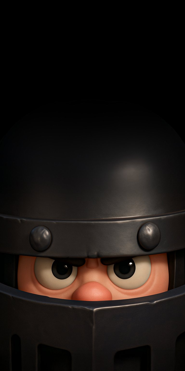 Download this striking Dark Knight wallpaper in 4K for your iPhone, showcasing the character's piercing eyes and imposing, riveted helmet. This wallpaper highlights the Dark Knight's unique visage.