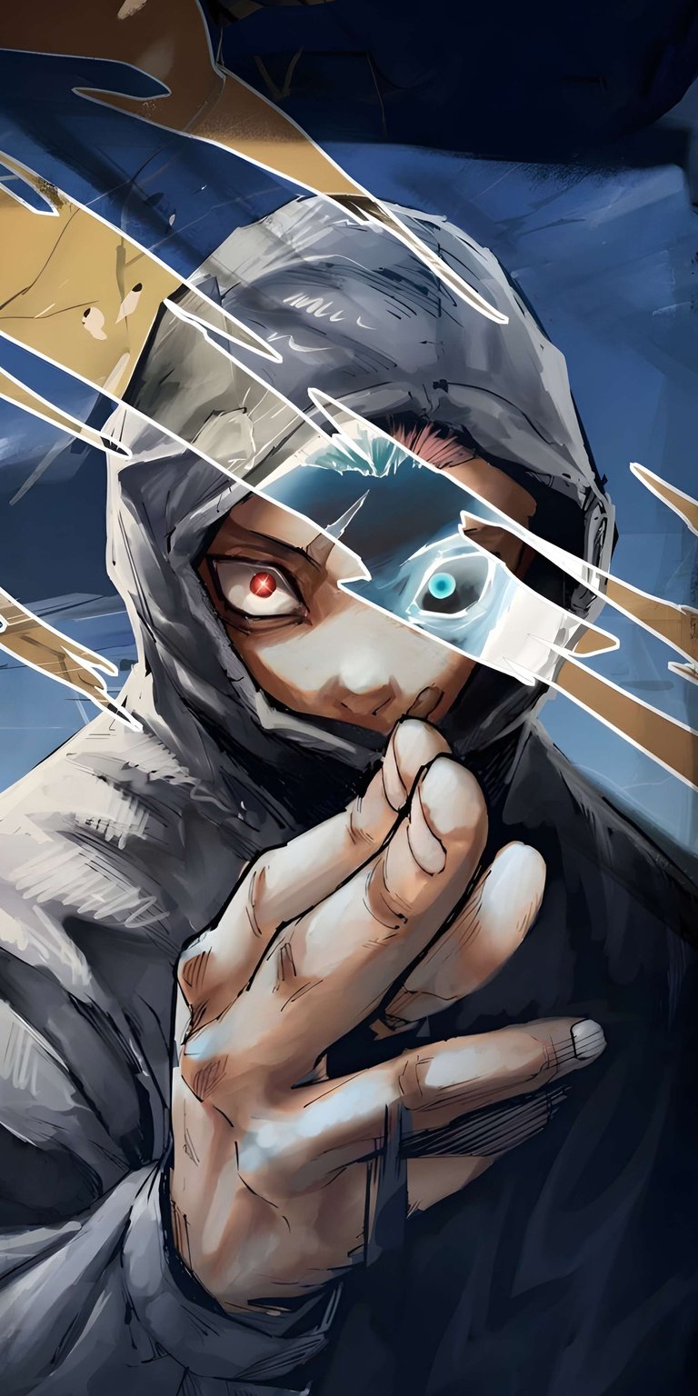Get this awesome Yuji Itadori 4K wallpaper for your iPhone, featuring a hooded character with heterochromatic eyes. This striking wallpaper showcases dynamic lightning effects and a captivating hand gesture, perfect for any fan.