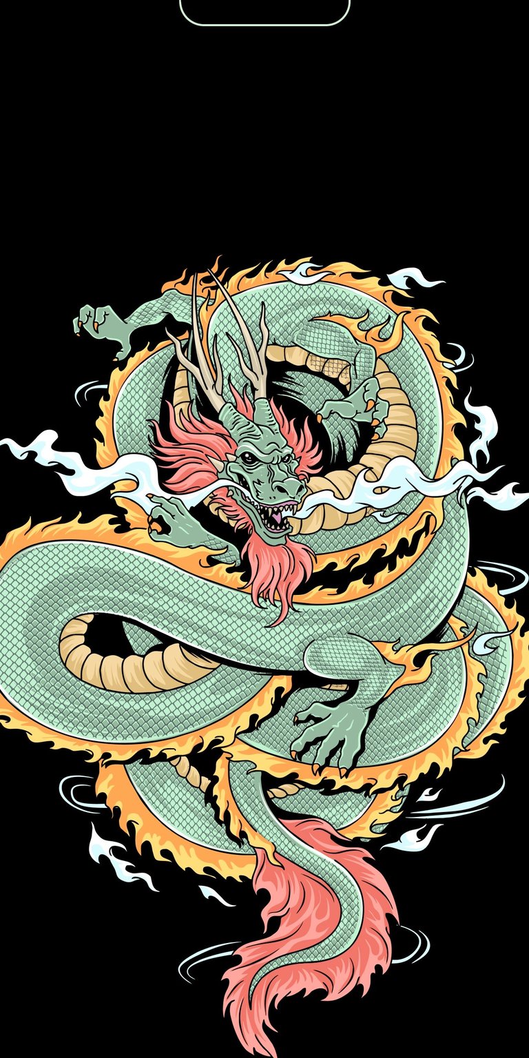 Chinese dragon illustration on black background wallpaper