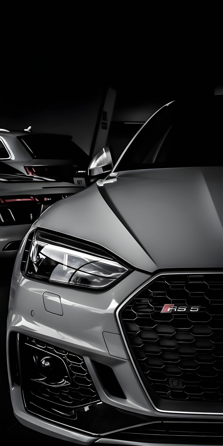 A high-performance Audi RS5 showcased in a clean, minimalist studio setting. This sleek automotive design is optimized as OLED / AMOLED wallpapers to look sharp on any iPhone.
