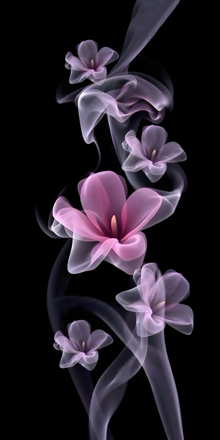 This ethereal 3D wallpaper showcases a glowing purple flower blooming through wisps of artistic smoke. Transform your iPhone with this abstract floral wallpaper designed to provide a premium, glowing mobile aesthetic.
