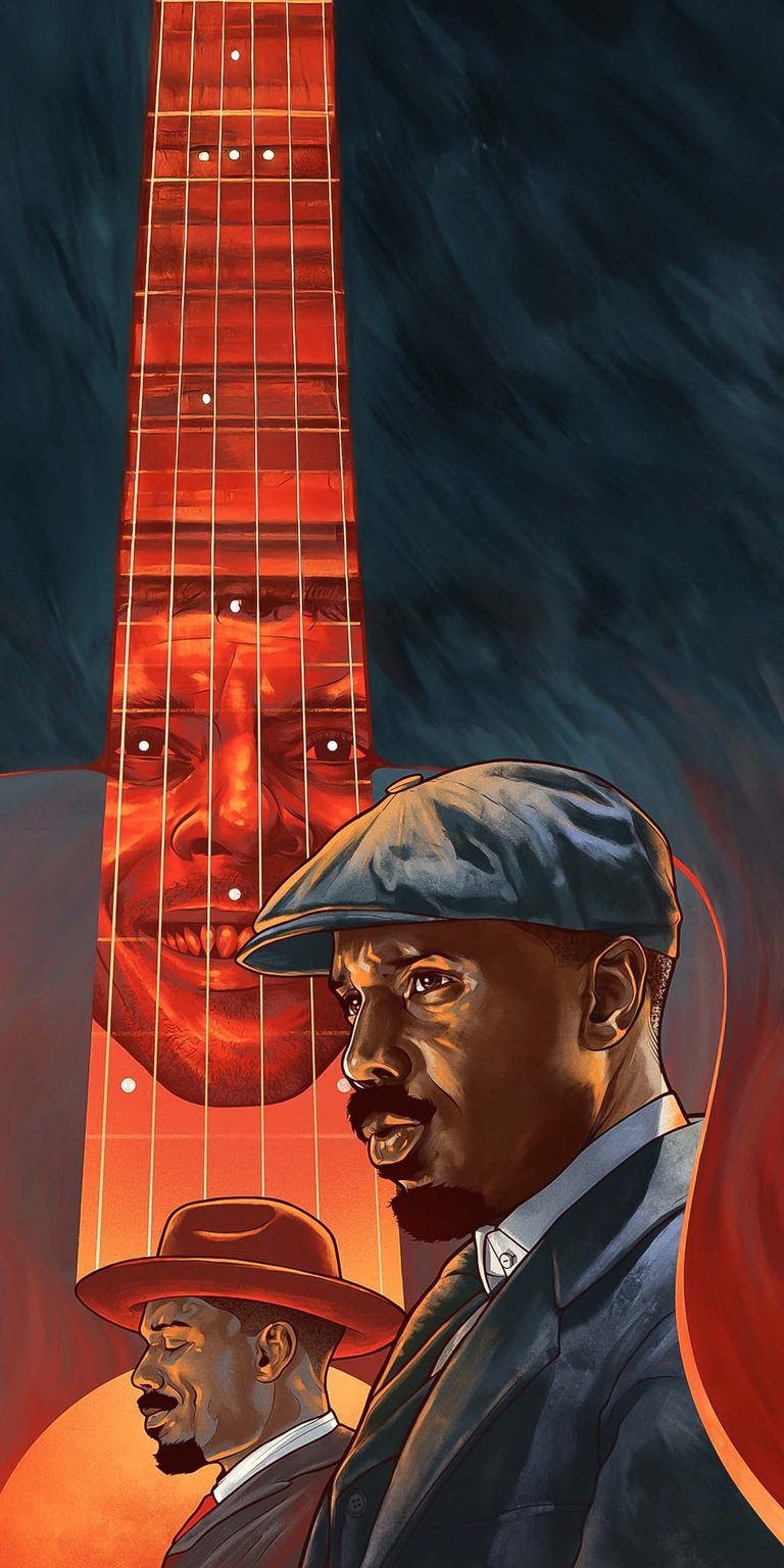 Elijah Smoke Moore with guitar collage poster art iOS wallpaper 4K