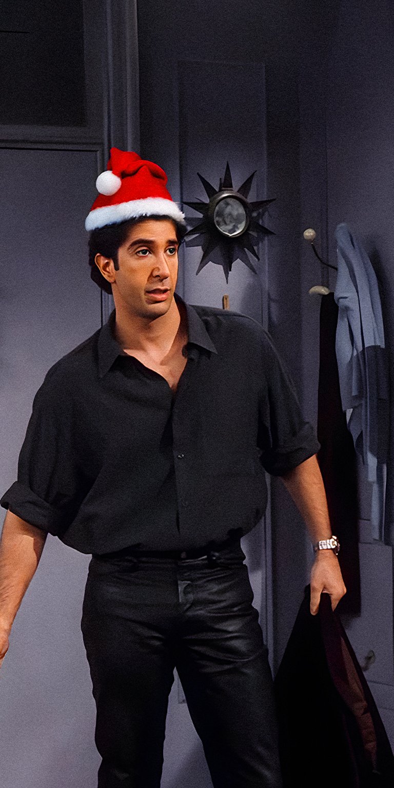 Ross Geller wearing santa hat wallpaper iPhone