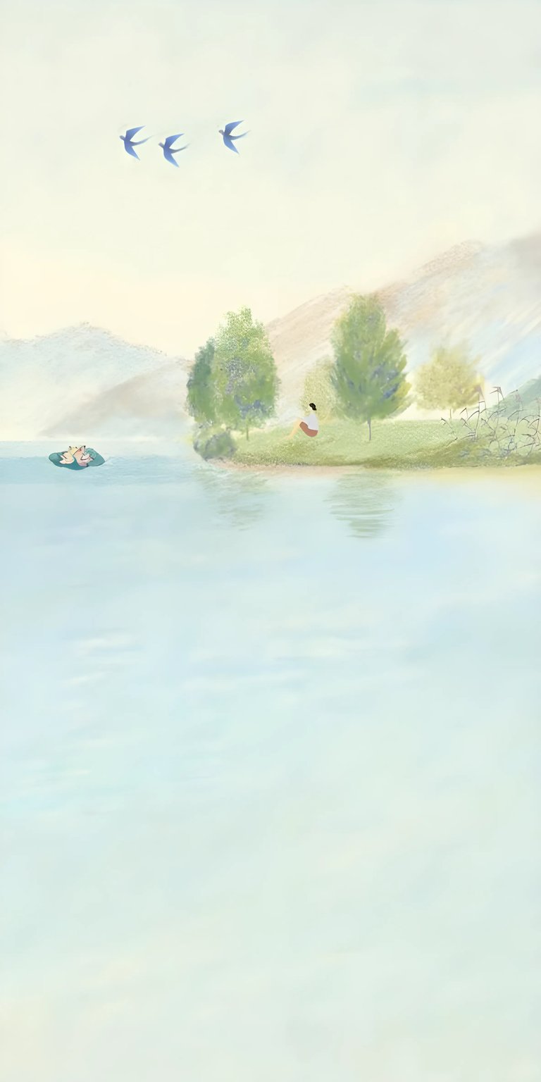 Lake painting wallpaper for iOS