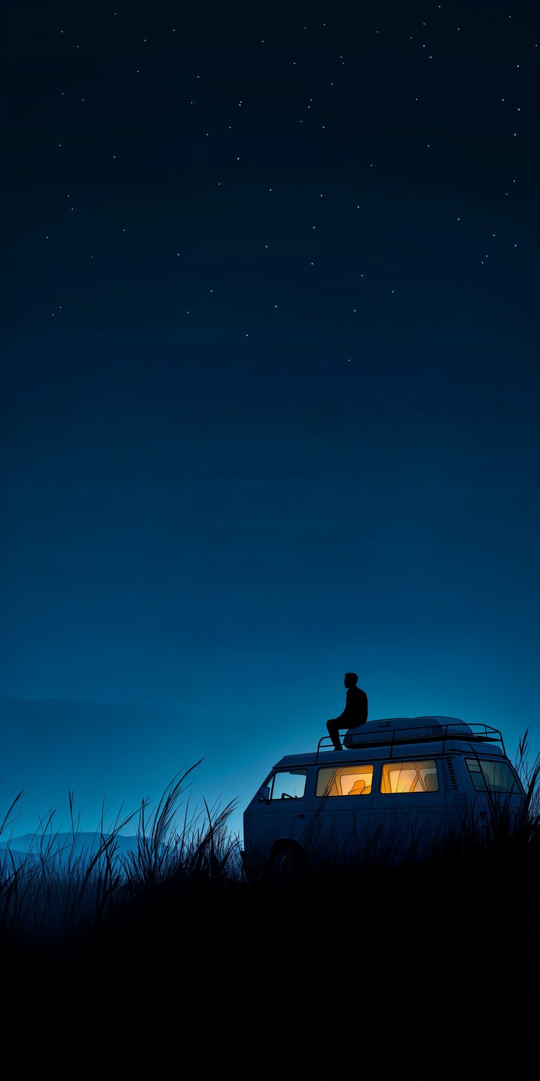 Camping alone in night dark wallpaper iPhone