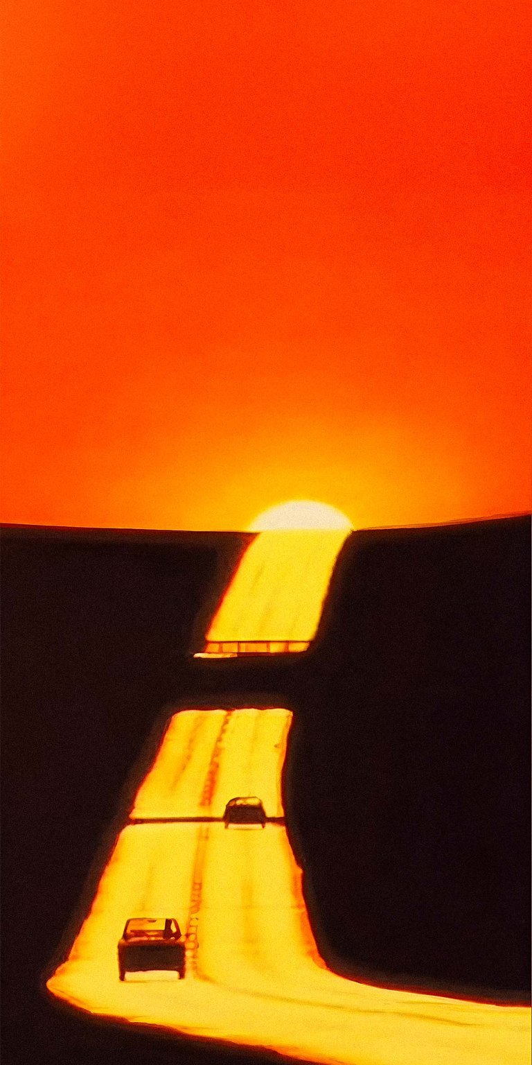 Red Hot Sunset Road Wallpaper