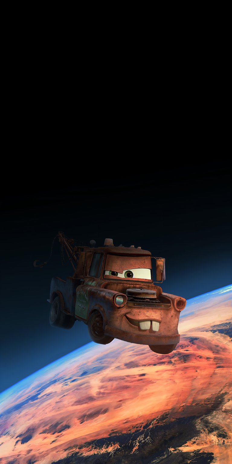 Car in space wallpaper for iPhone HE