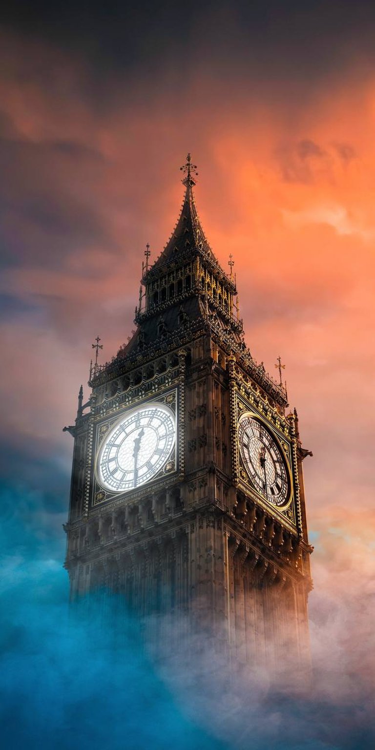 Big Ben foggy photo phone wallpaper