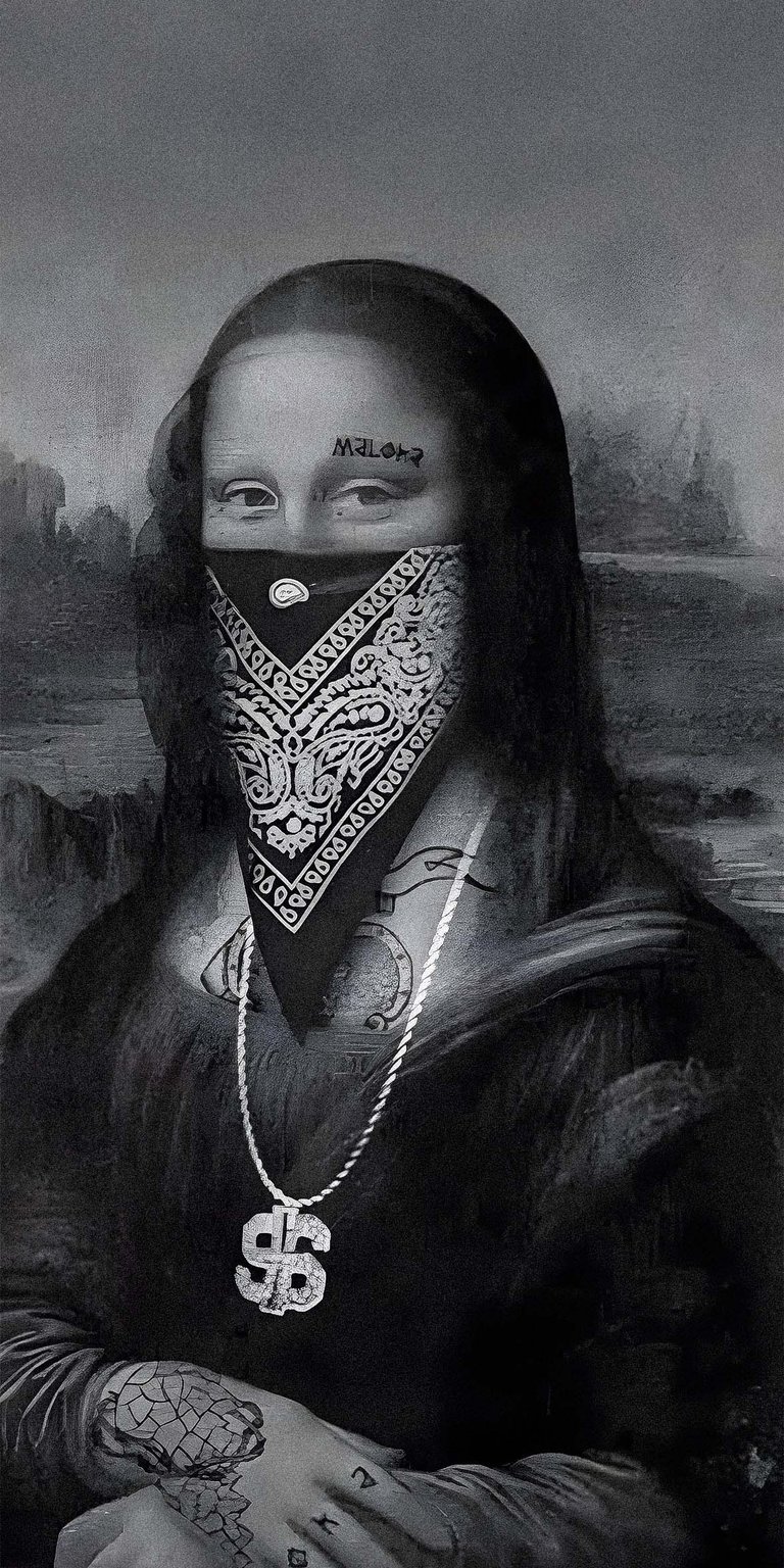 Monalisa with gangster mask wallpaper
