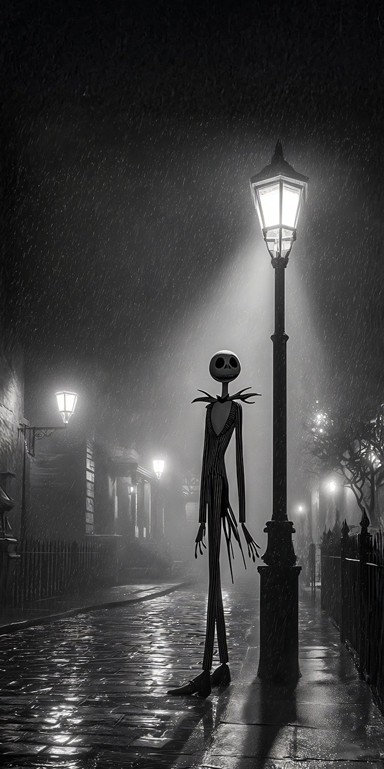 Jack Skellington black and white wallpaper iPhone 4K