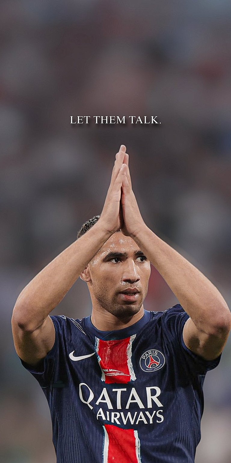 Achraf Hakimi hands up wallpaper for iPhone 4K