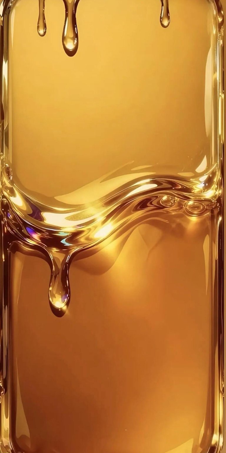 Download this stunning Liquid Gold 4K wallpaper for your iPhone, showcasing dripping liquid, and a reflective surface. This beautiful wallpaper features unique reflective lines that add depth and visual interest.