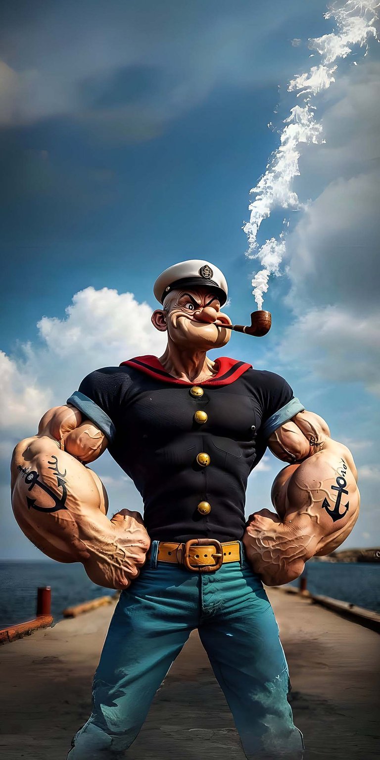 Popeye muscles iPhone Wallpaper 4K