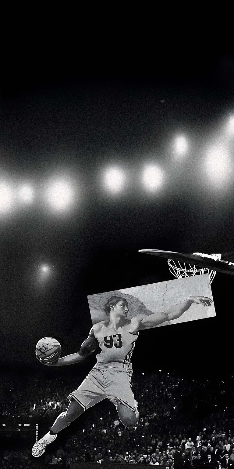 Meme basketball art black and white dunk 4k wallpaper