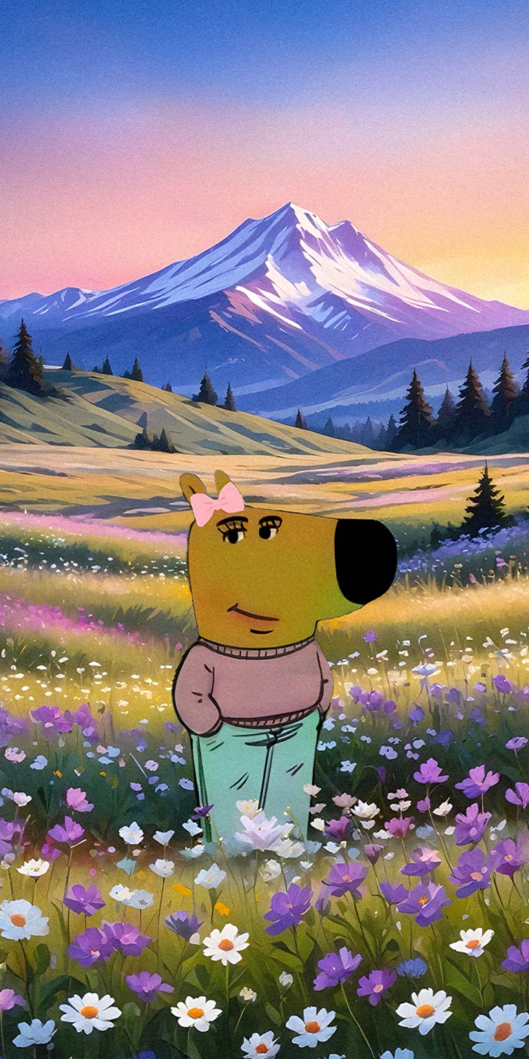 Chill Girl standing on the flower garden iphone wallpapers