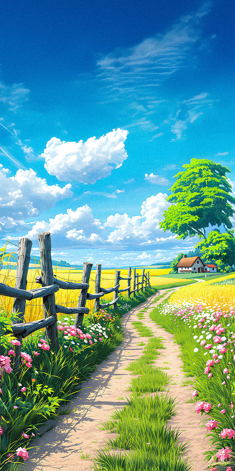 Nature Animated Farmhouse Beautiful iPhone 4K wallpaper