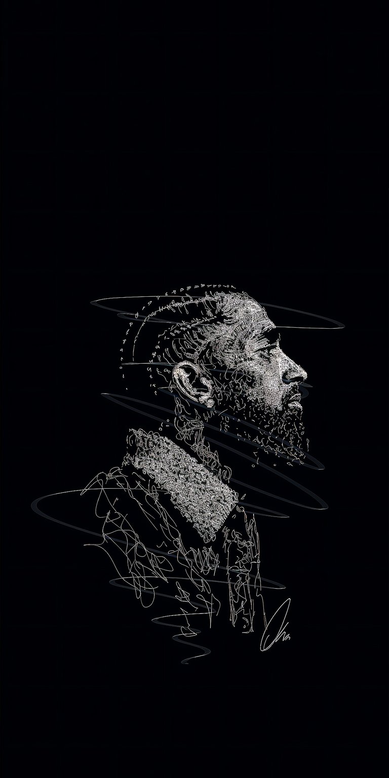 This aesthetic wallpaper features a detailed line-art profile of Nipsey Hussle on a dark background. It offers a clean and respectful tribute for your iPhone.