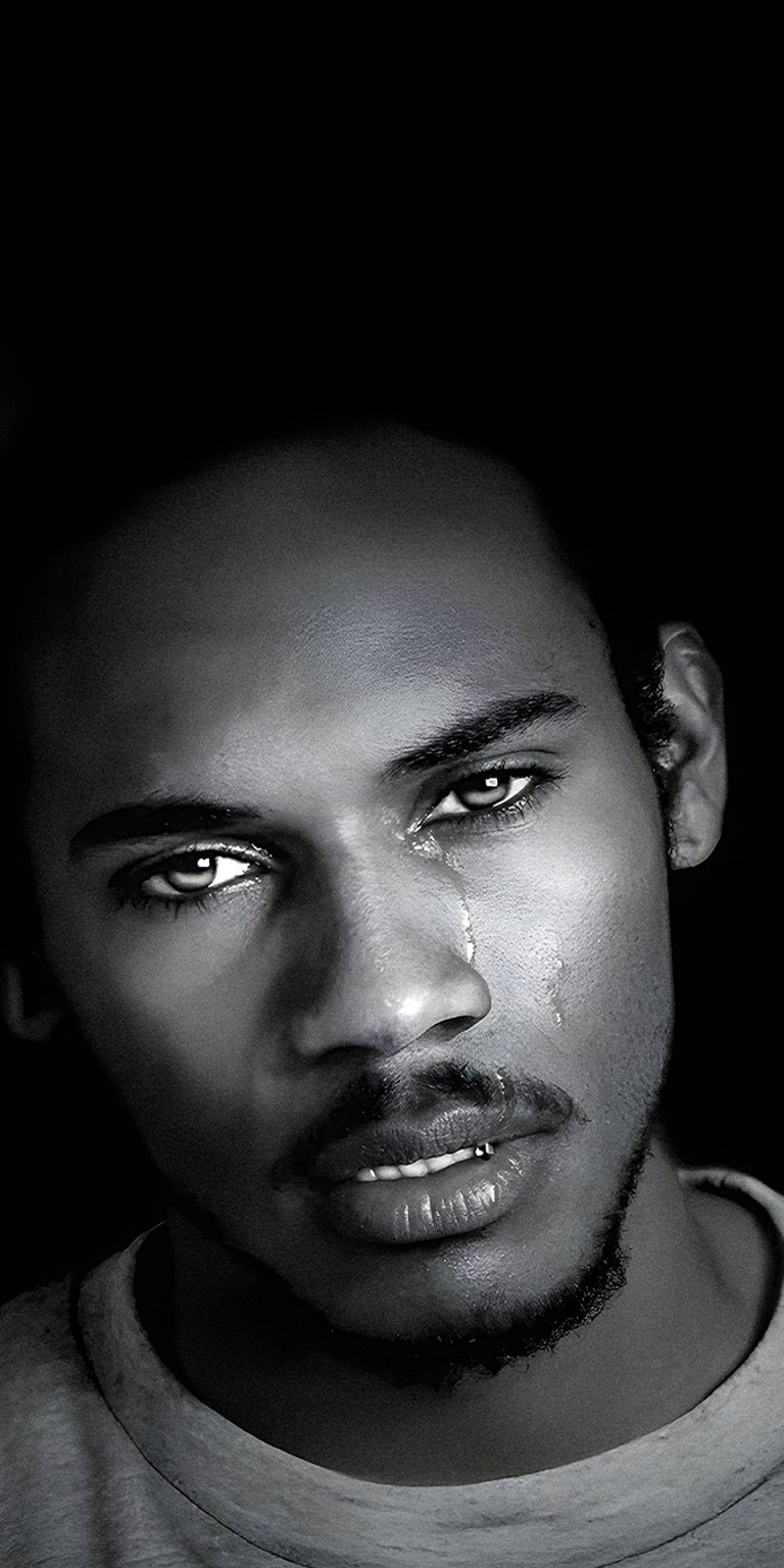 Man crying black and white wallpaper