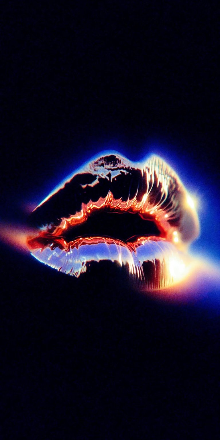 Dark chrome lips art iOS wallpaper HD