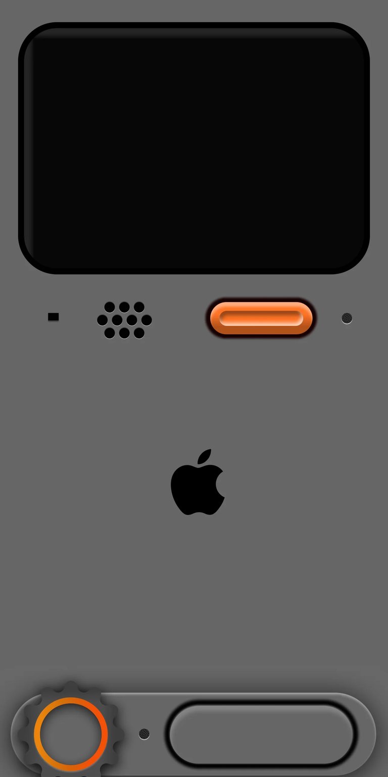 Get this Apple iPhone wallpaper in stunning 4K resolution for your mobile device, showcasing a sleek black display, distinctive orange volume button, and the iconic Apple logo. This minimalist wallpaper is perfect for any iPhone.