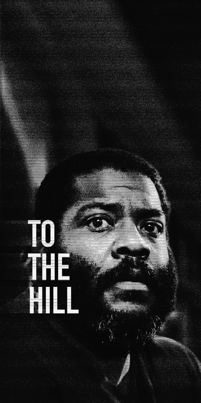 Get this stylish Grant Hill wallpaper in stunning 4K for your iPhone, featuring a striking black and white portrait with horizontal scan-line effects and the text 'TO THE HILL'. This wallpaper showcases a close-up of Hill with a full beard and intense gaze, perfect for your mobile device.