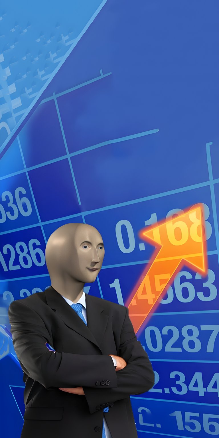 Download this Stonks Meme 4K wallpaper for your iPhone, showcasing a bald businessman with crossed arms, set against a blue stock market graph with a rising orange arrow. This unique wallpaper captures the essence of meme culture and financial humor.