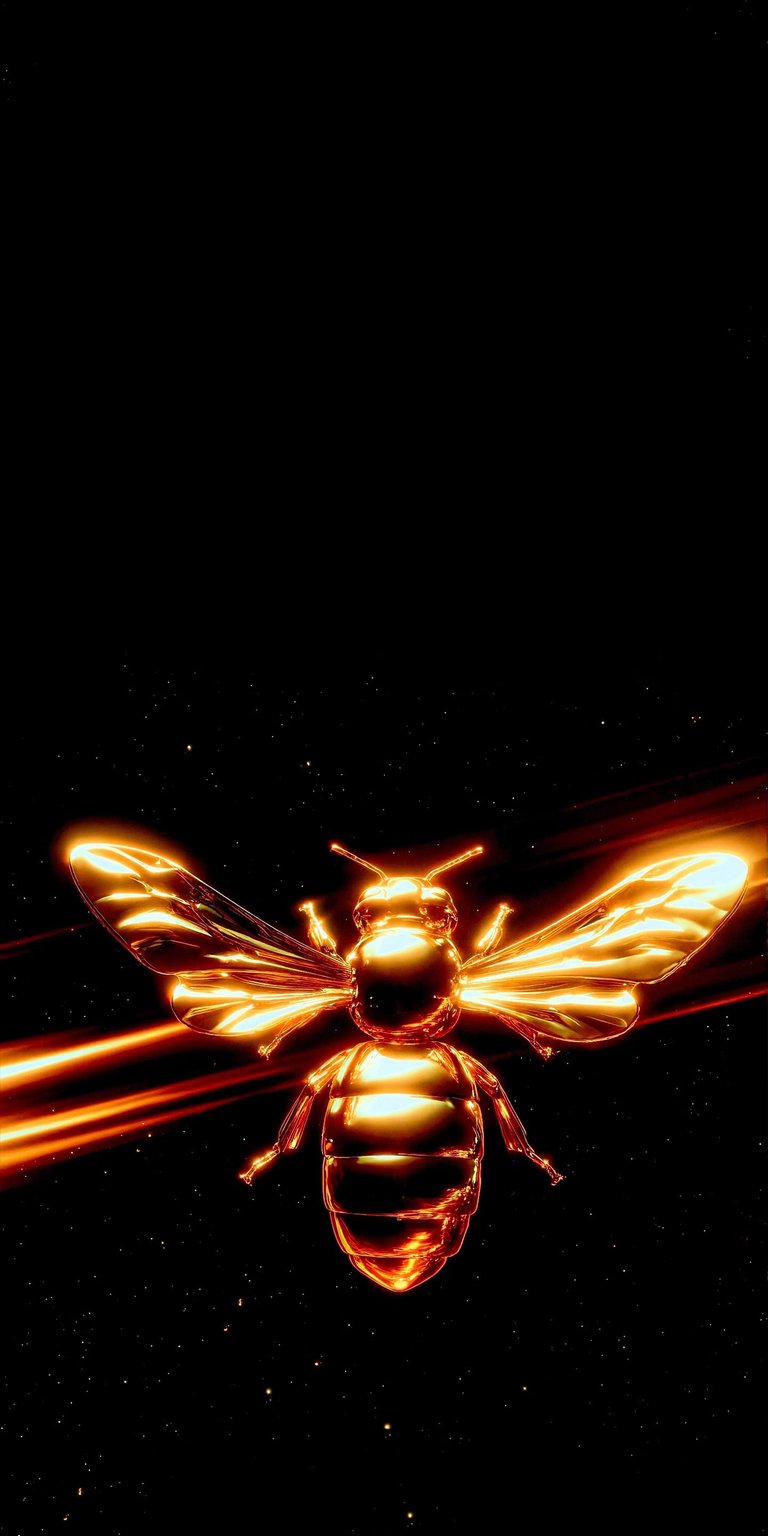 Get this amazing 4K golden bee wallpaper for your iPhone today! This wallpaper features a gold metallic bee, a dark starry sky, and red laser beams.