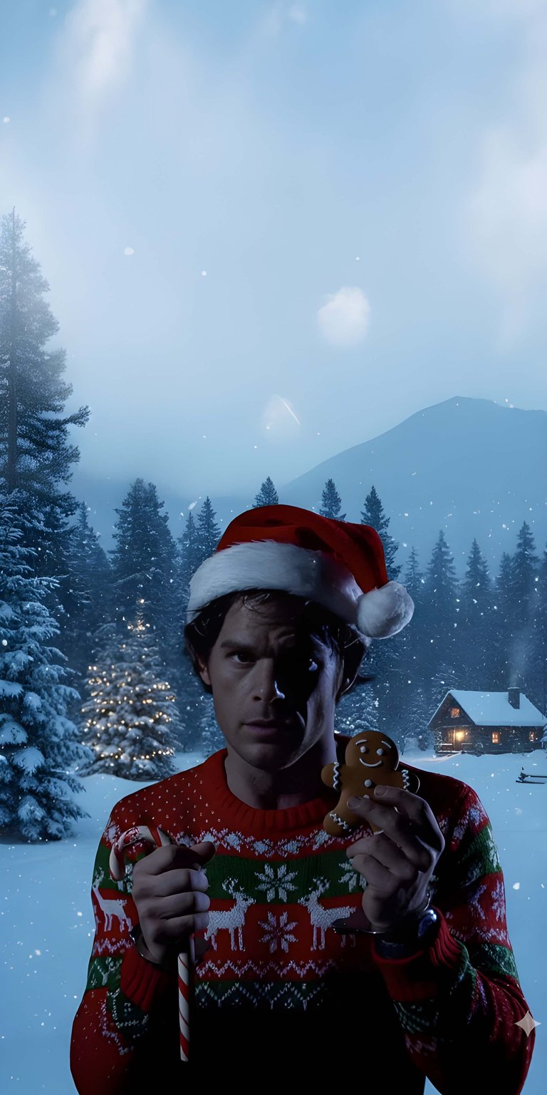 Download this festive Dexter wallpaper for your iPhone in 4K! Featuring a Santa hat, a gingerbread man, and a Christmas sweater, this wallpaper is perfect for the holiday season.