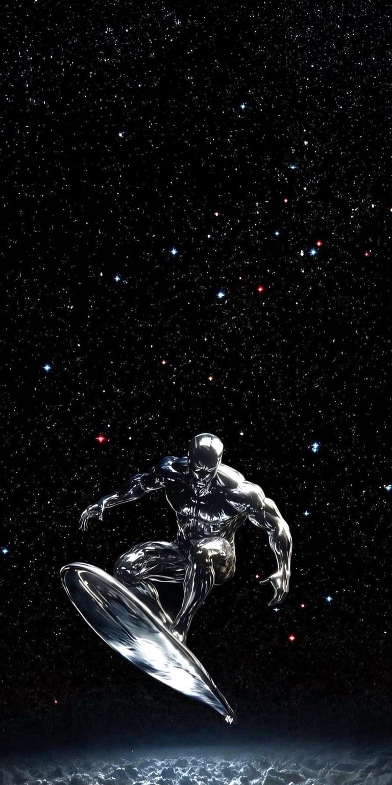 Set this as your wallpaper Silver Surfer in space surfing with the stars iPhone wallpaper 4K