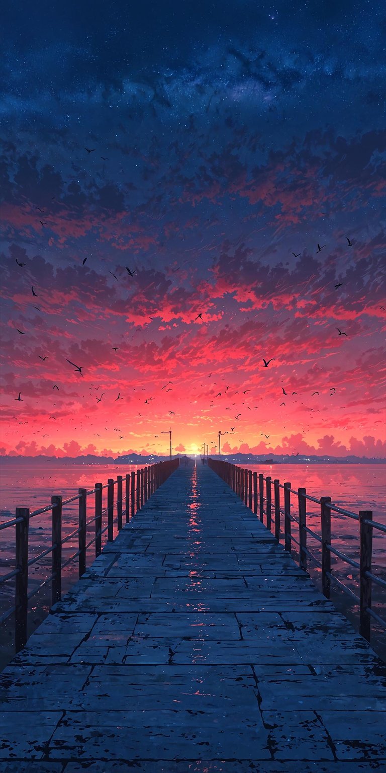 Sunrise pier iOS wallpaper HD