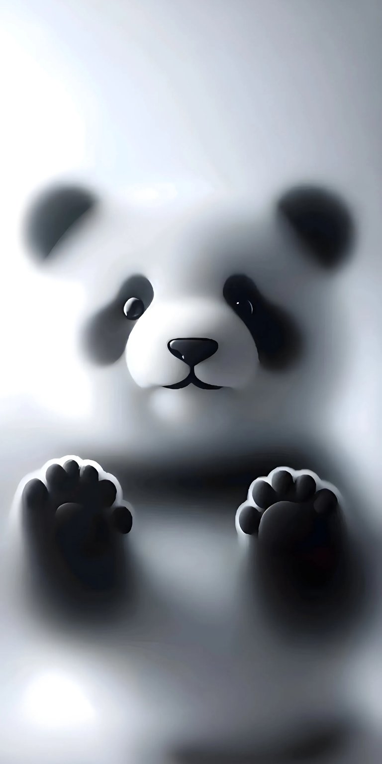 Enhance your iPhone with this adorable panda 4K wallpaper. This beautiful wallpaper features the black-and-white panda behind frosted glass, showing its paw prints and cute nose.