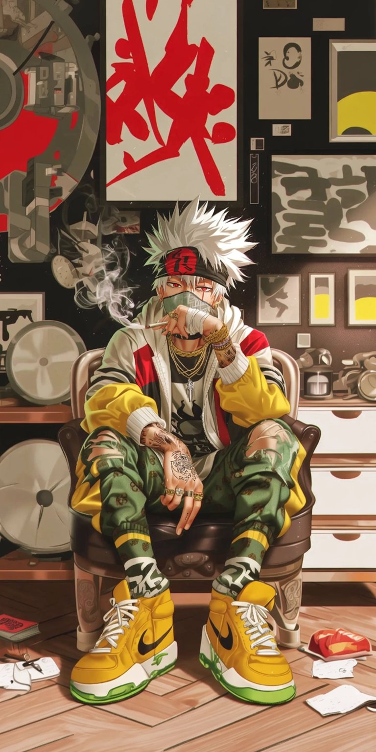 Kakashi Hatake street art iPhone wallpaper