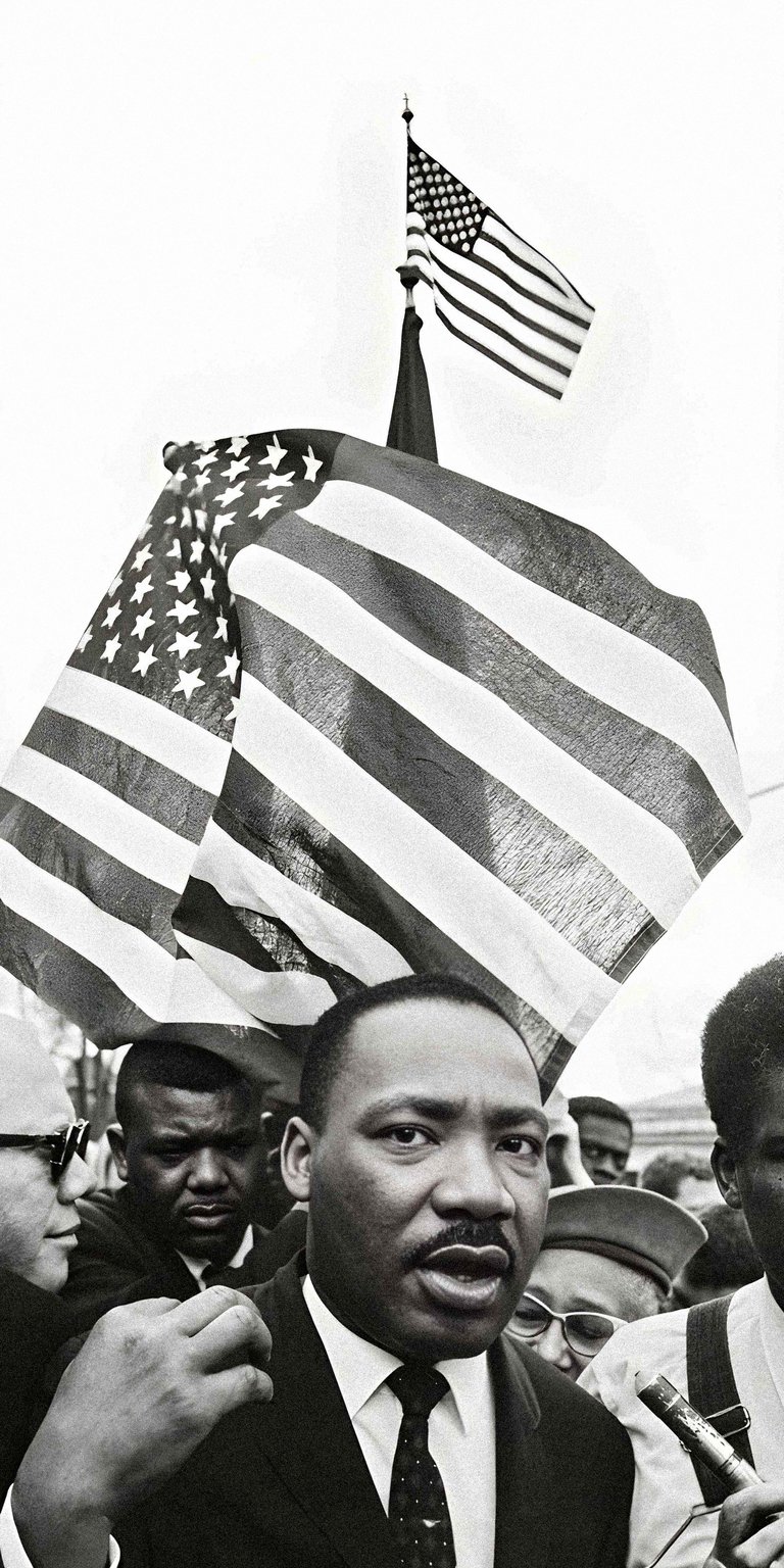 An impactful aesthetic wallpaper showcasing Martin Luther King Jr. alongside the American flag. This historical wallpaper creates a patriotic and reflective mood on your iPhone.