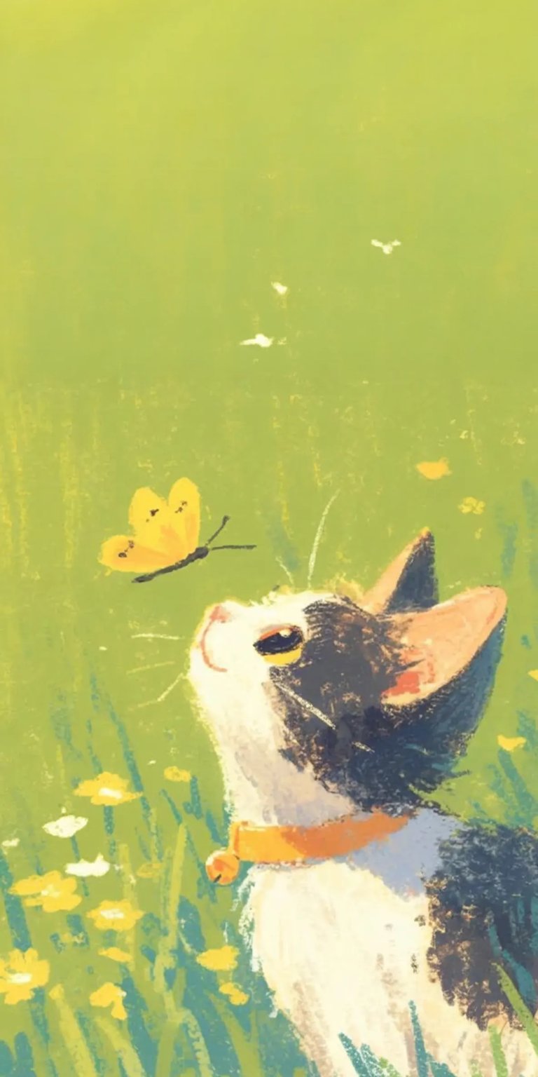 Butterfly and cat wallpaper for iPhone HD