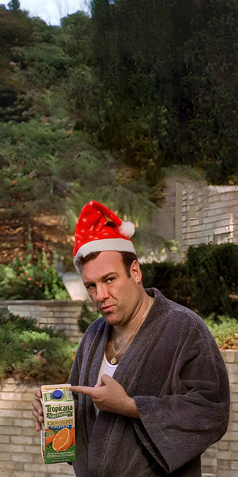 Tony Soprano wearing santa hat wallpaper iPhone
