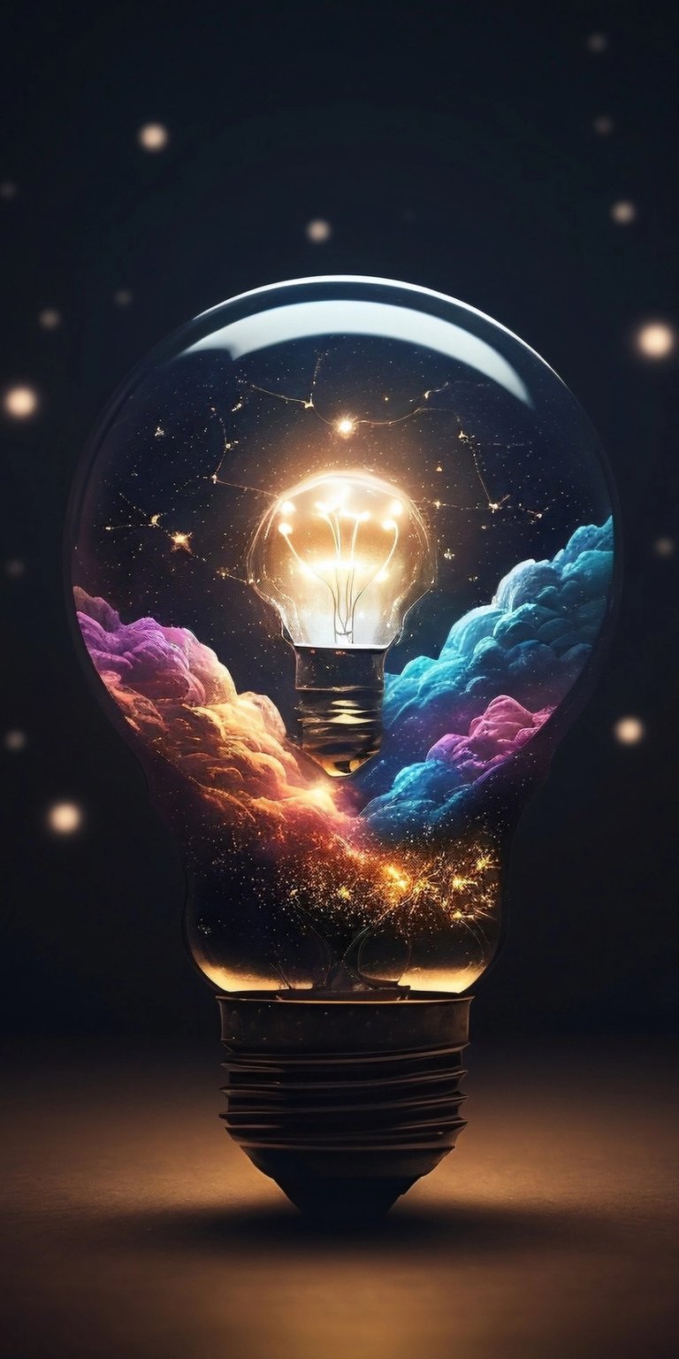 Brighten your iPhone with this stunning lightbulb wallpaper in 4K resolution. The detailed design features a colorful cosmic cloudscape and a warm, glowing filament.
