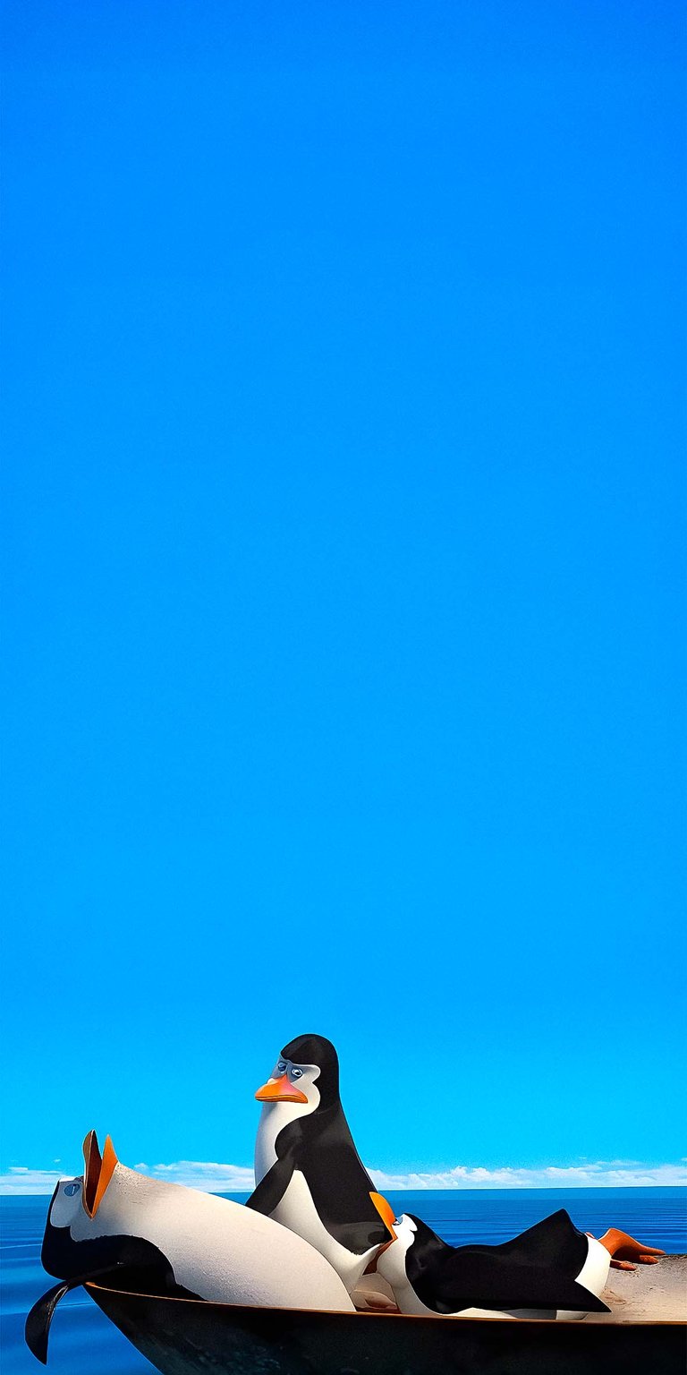 Skipper and other characters in a boat in wallpaper 4k