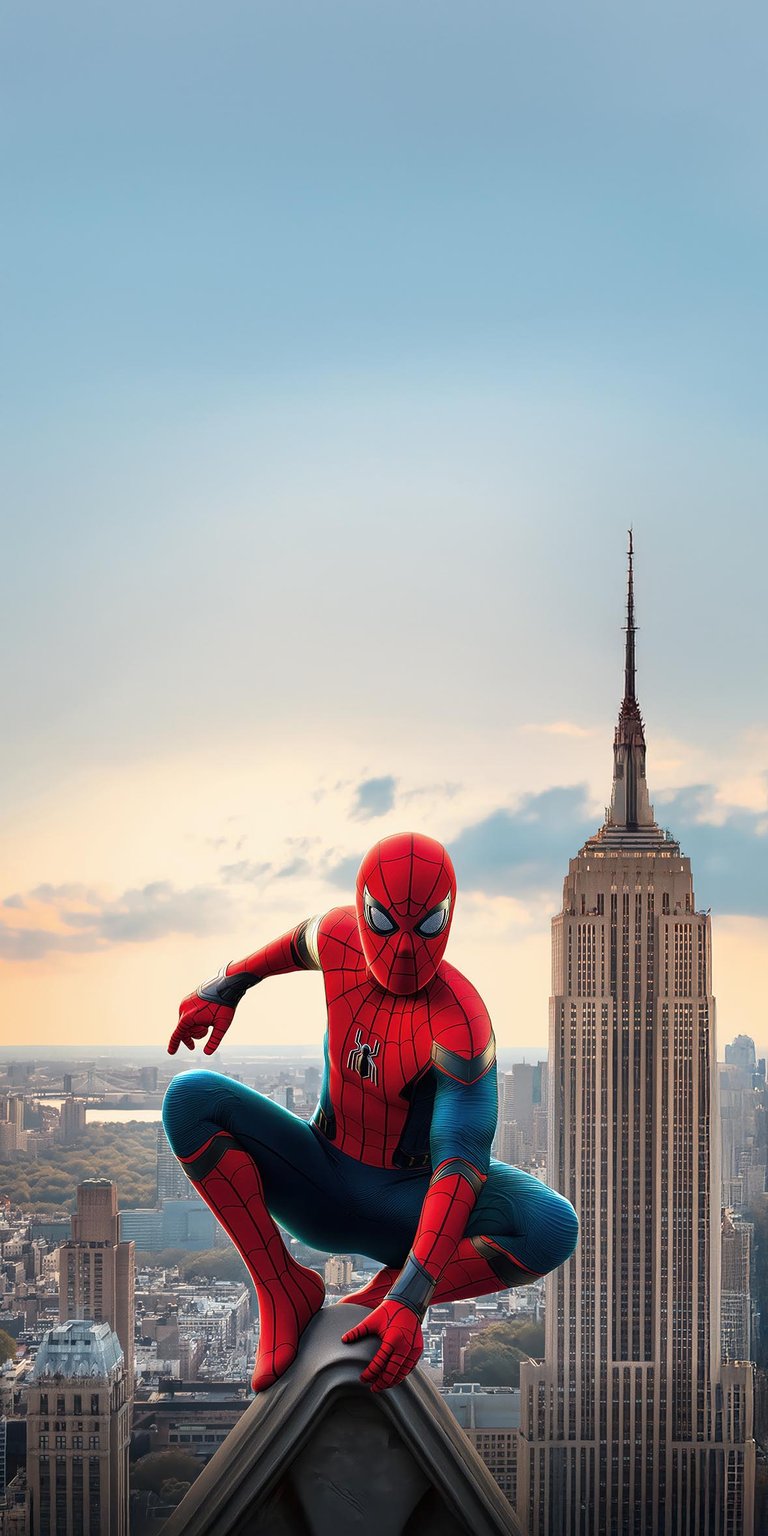 Spiderman on the top of the building iPhone 4K wallpaper