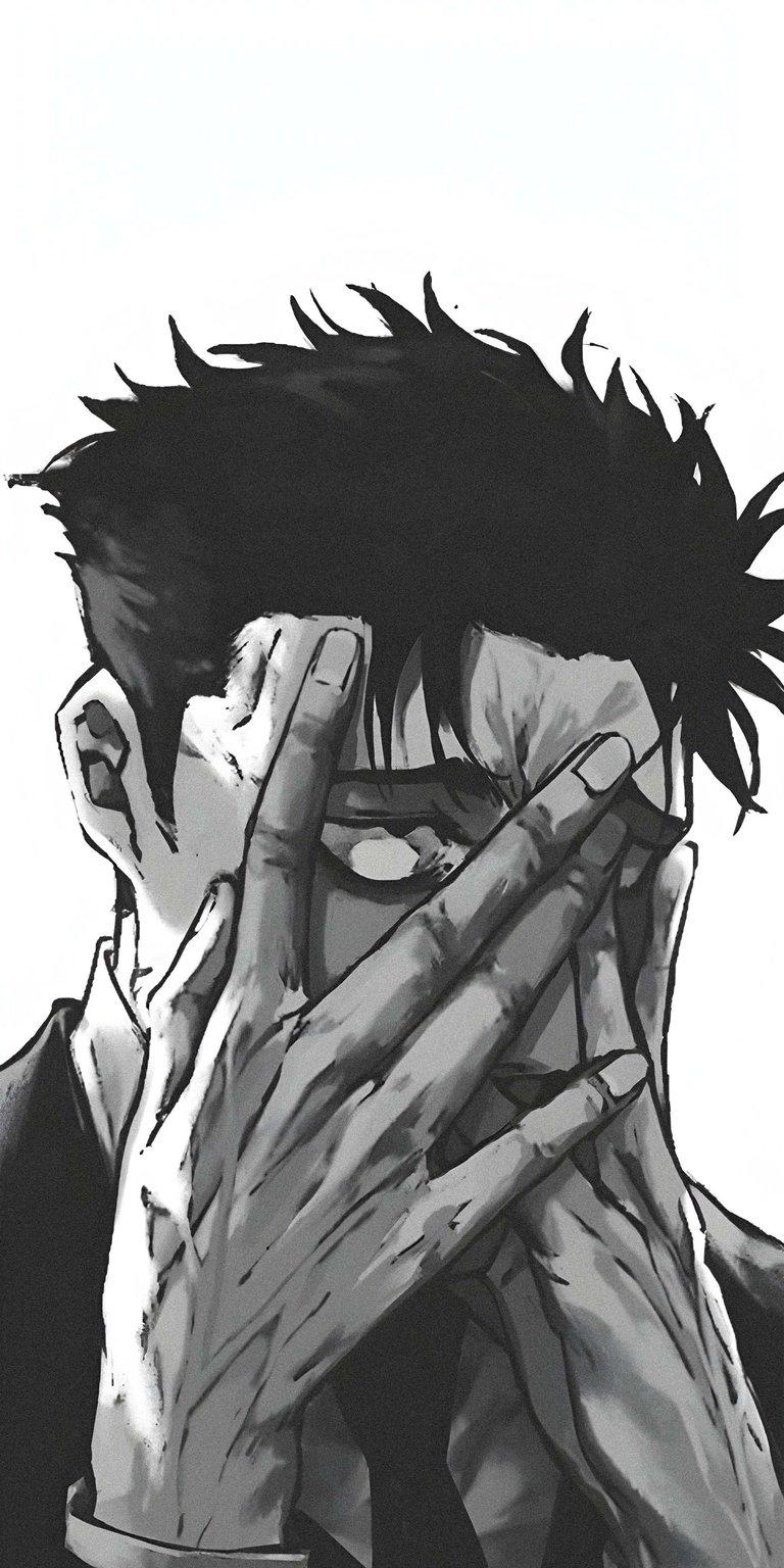 Download this stunning Dabi wallpaper in 4K for your iPhone, showcasing the intense character with his spiky dark hair and hands obscuring his face. This wallpaper captures the essence of Dabi's mysterious demeanor, perfect for any fan.