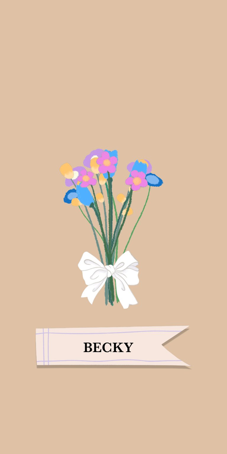 illustration flower wildflower white bow tie bouquet label ribbon bow name becky